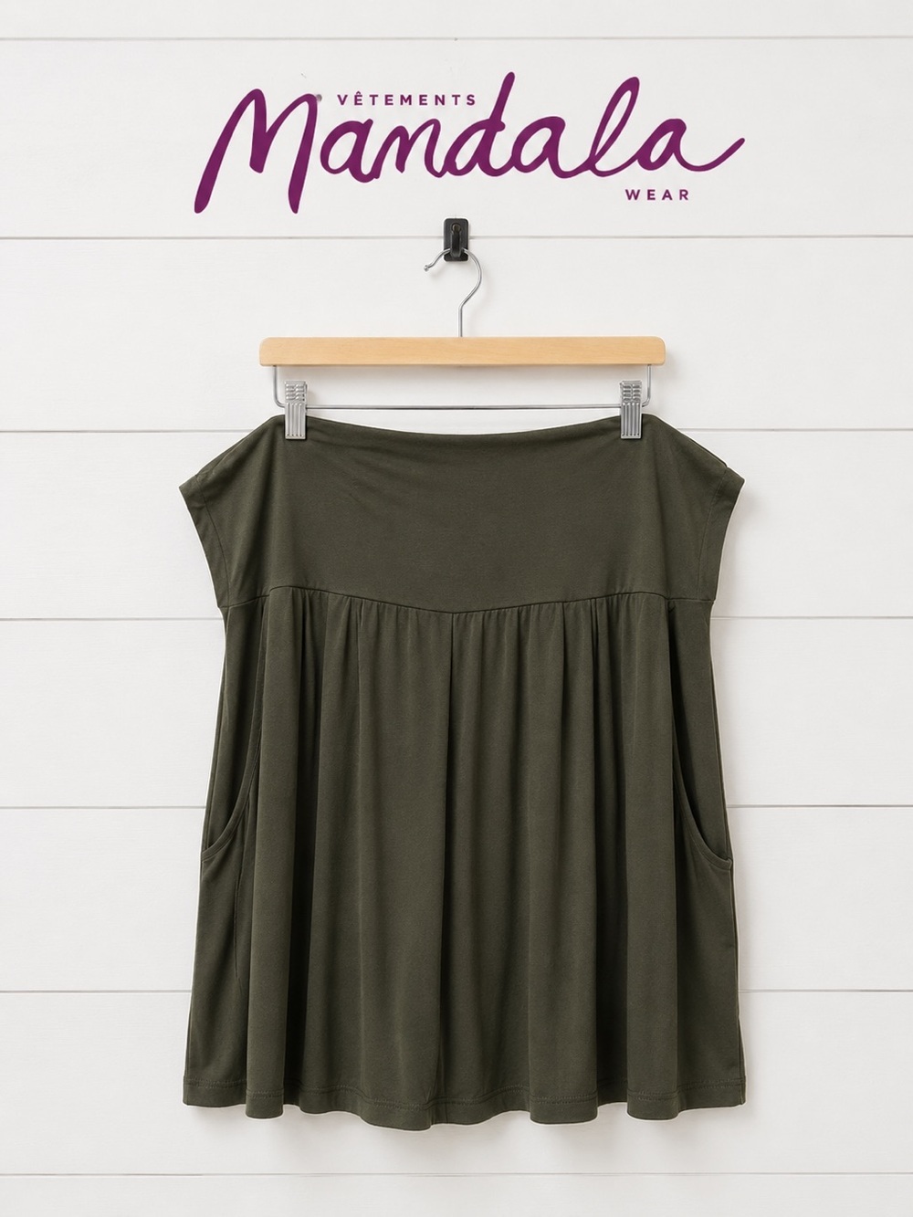 MANDALA WEAR Olive Green Pocket Skirt Size 2X